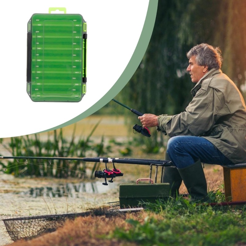 GROUP กันน้ํา PP Tackle Organiser โปร่งใสช่องสองด้านแบบพกพากลางแจ้งเกียร์คอนเทนเนอร์