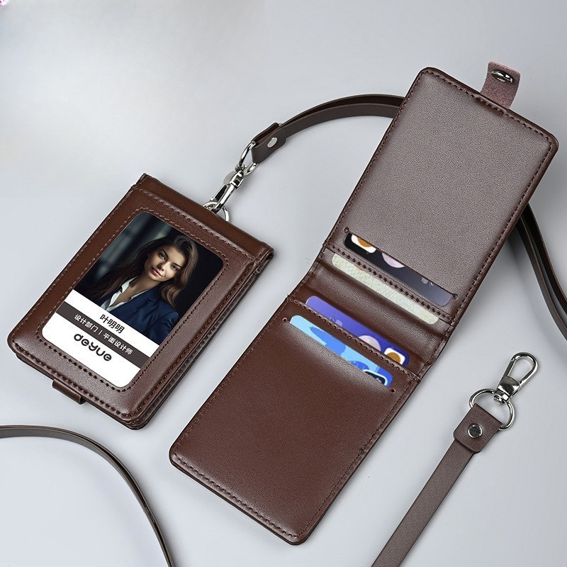 ช่องใส่การ์ดหลายช่องหนังแท้ ID Holder Two-in-one Work ID Card Holder ID Card Holder