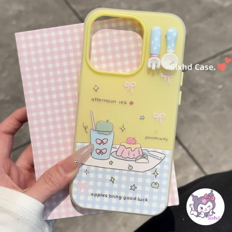 ปลอกสําหรับ Samsung S25FE กรณี S25 Ultra S24FE S24 Plus Ultra เคสโทรศัพท์ 3D น่ารักเค้กขนมช้อนซิลิคอ