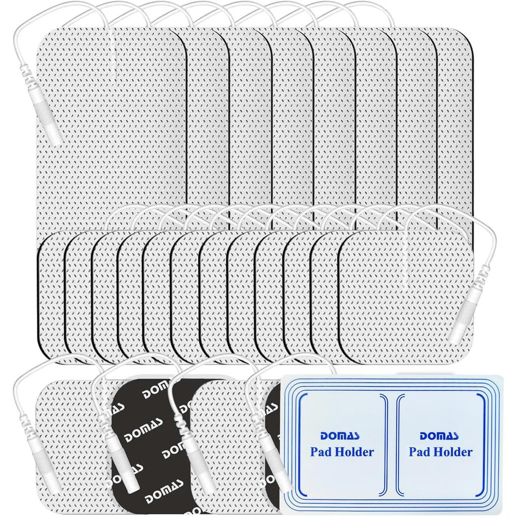 DOMAS 24 Pack 2x2&2x4 TENSE Pads with Pad Holder, for TENS 7000, 30 Use, Latex-Free, TENS Unit Elect