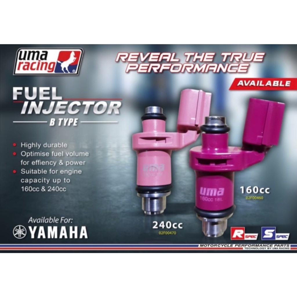 INJECTOR UMA RACING HIGH FLOW Y15 SNIPER 160CC 240CC B TYPE (ซ็อกเก็ตใหม่) LCV8 / Y16 / NVX / R15