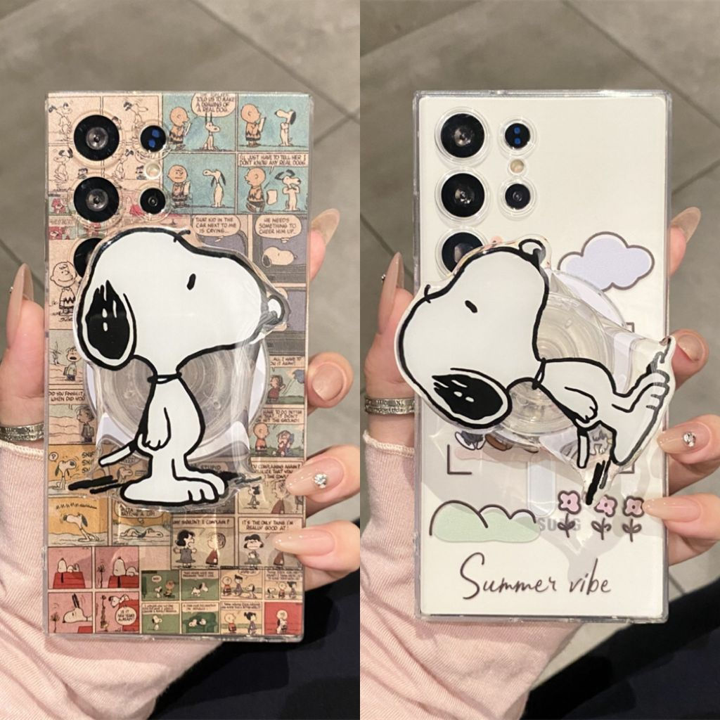 การ์ตูน PEANUTS น่ารัก ที่ยึดแม่เหล็ก เคส Samsung Galaxy S26 Ultra S26Plus S25FE S25 Ultra S24 Ultra S24FE S21 S22 S23 Ultra Plus + S23FE S21 S20 FE Note20 Ultra A55 Magnetic การชาร์จแบบไร้สาย Case