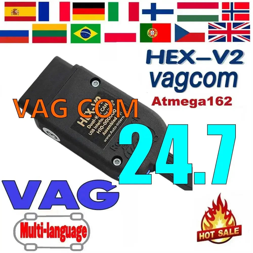 24.7 Vag Com ยอดนิยม Vcds 2025 Francais Hex V2 สําหรับ Vw สําหรับ Audi Skoda Seat V24.7 ภาษาอังกฤษภา