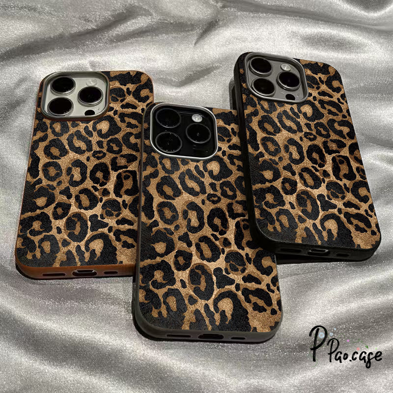 เคสไอโฟน17สำหรับiPhone 11 17 air 15 13 16 12 Pro Max 15 7 8 Plus XR X XS SE 2 3เคสโทรศัพท์หนังลายเสือดาวสุดเท่สำหรับสาวๆ