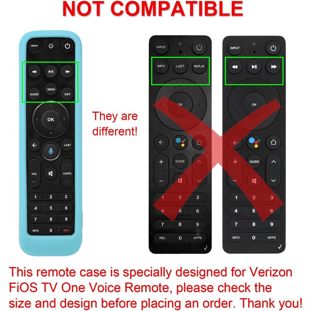 Luminous Blue Remote Case for Verizon FiOS TV One Voice Remote Control 2019 - MG3-R32140B VRC4100 BL