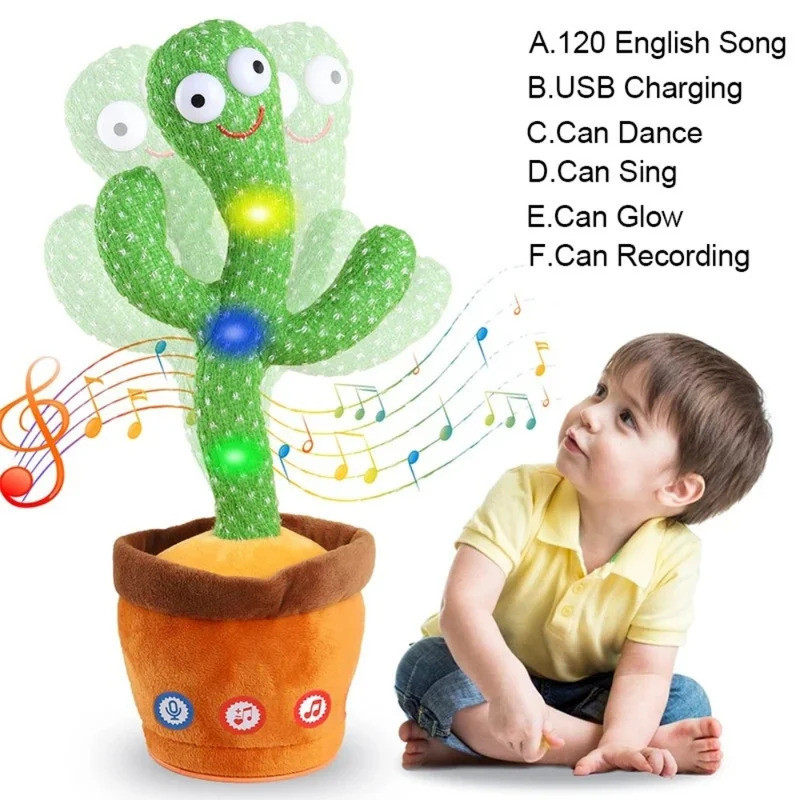 Talking Cactus Toys for Baby Dancing Singing Cactus Mimicking Toy with 120 English Songs Birthday Ch