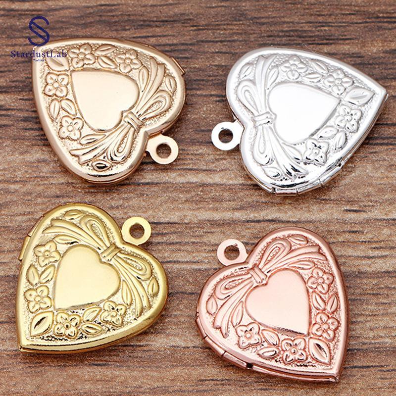 StardustLab โลหะทองเหลืองรูปหัวใจ Photo Locket Charms จี้ DIY สร้อยคอทํา SDL