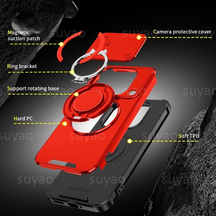 สําหรับ Xiaomi 15TPro 15T Pro 2025 เคสโทรศัพท์เกราะแหวนผู้ถือแม่เหล็กเลนส์ป้องกันกรณี Xiaomi15TPro Mi Mi15TPro XM กันกระแทกปกหลัง - รูปที่ 7