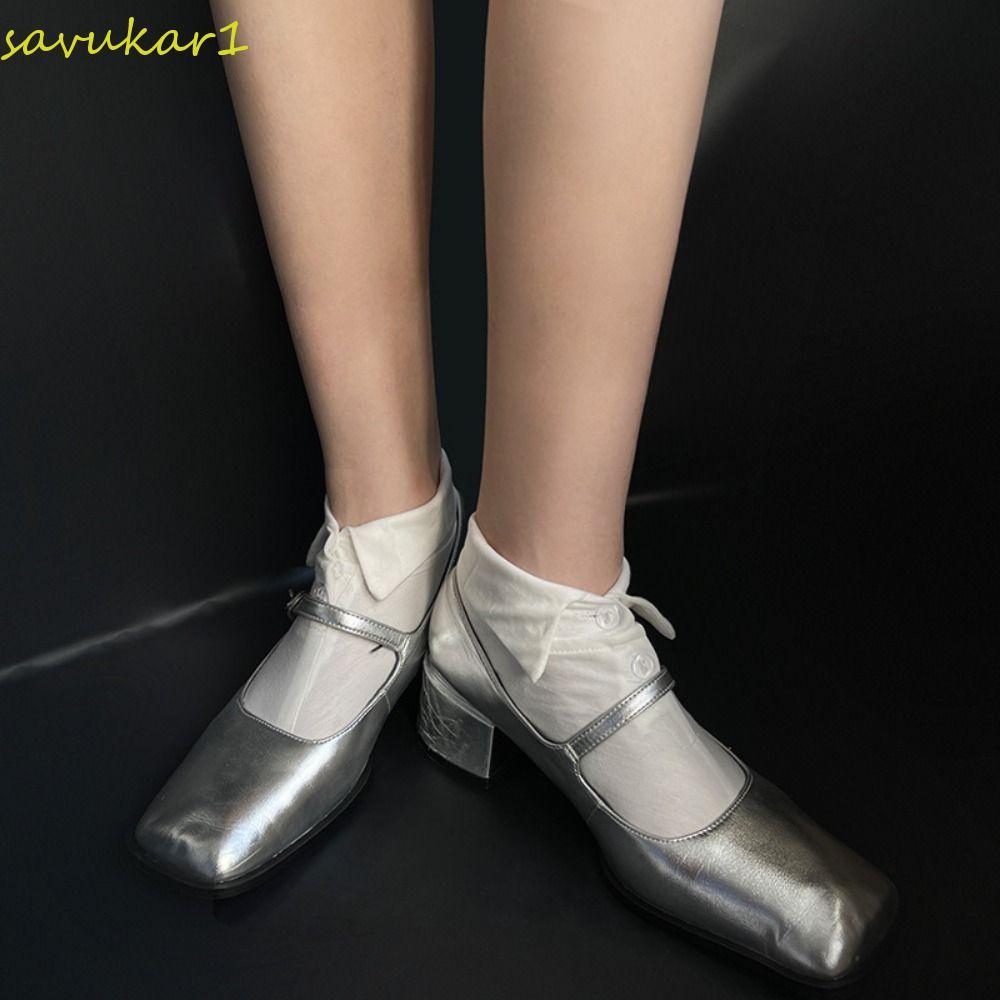 LUMEN ถุงเท้าข้อเท้าสั้น ลายคอปกโปโล สไตล์หลากหลายสำหรับผู้หญิง