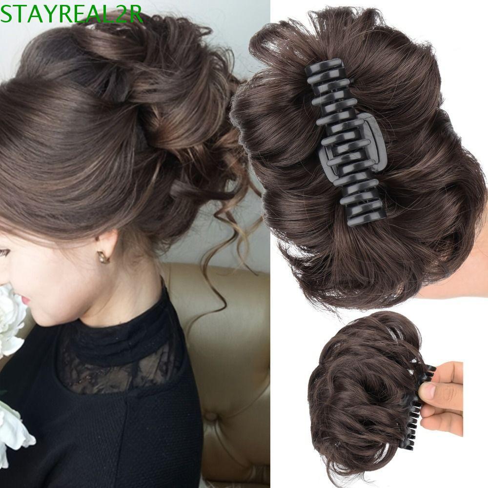 STAYREAL2R มวยผมหยักสังเคราะห์, Updo Scrunchie Messy Hair Bun Hairpieces, Vintage Hair Extensions Wa