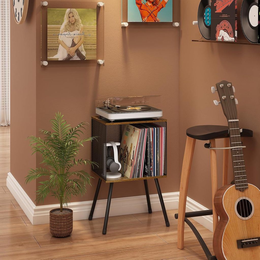 Simple Retro Small Record Record Record Player Table Vinyl Record Storage Rack Adjustable Partition 