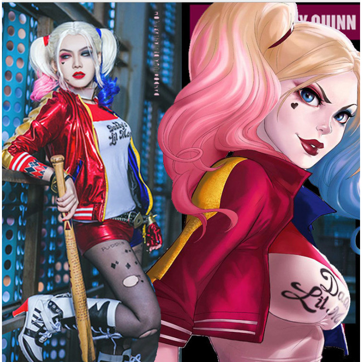 Halloween suicide squad Uniform Harley Quinn sucide squad Harley Quinn ชุดคอสเพลย์คลังสินค้าพร้อม