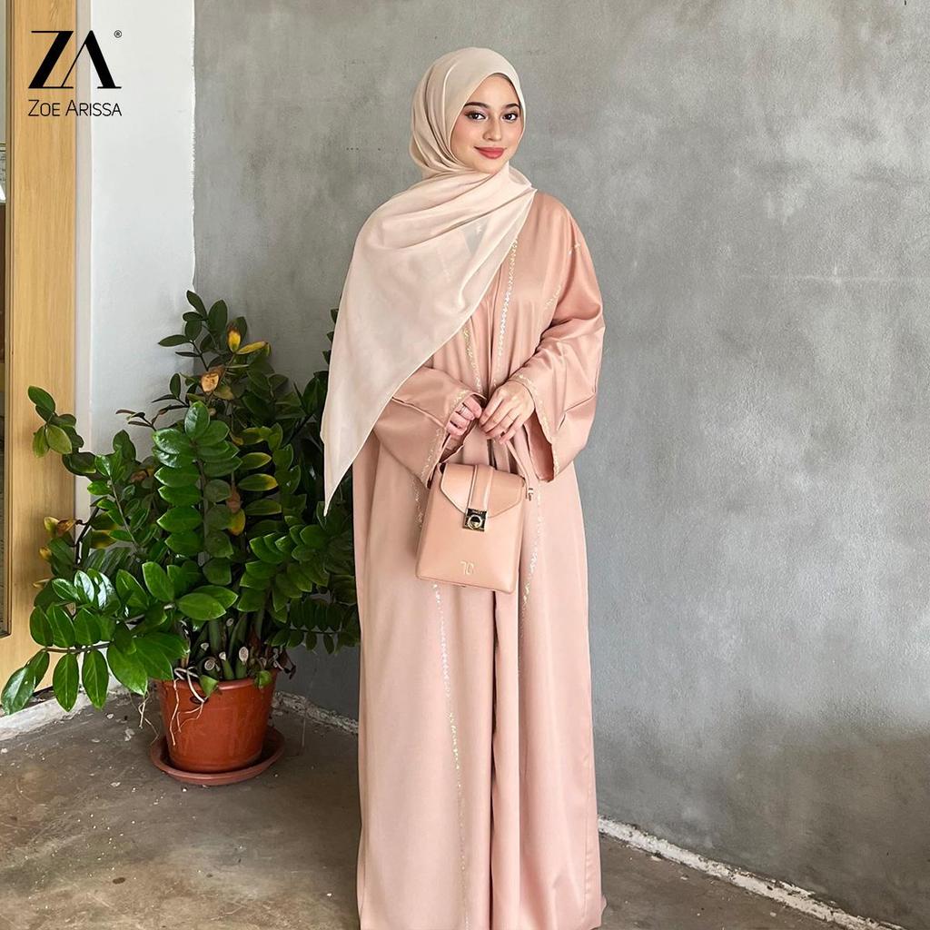 ZOE ARISAH Rabia Barirah ABAYA CARDIGAN REMIUM SATIN UMRAH DIAMOND 2026 MUSLIMAH WANITA LOOSE JUBAH 