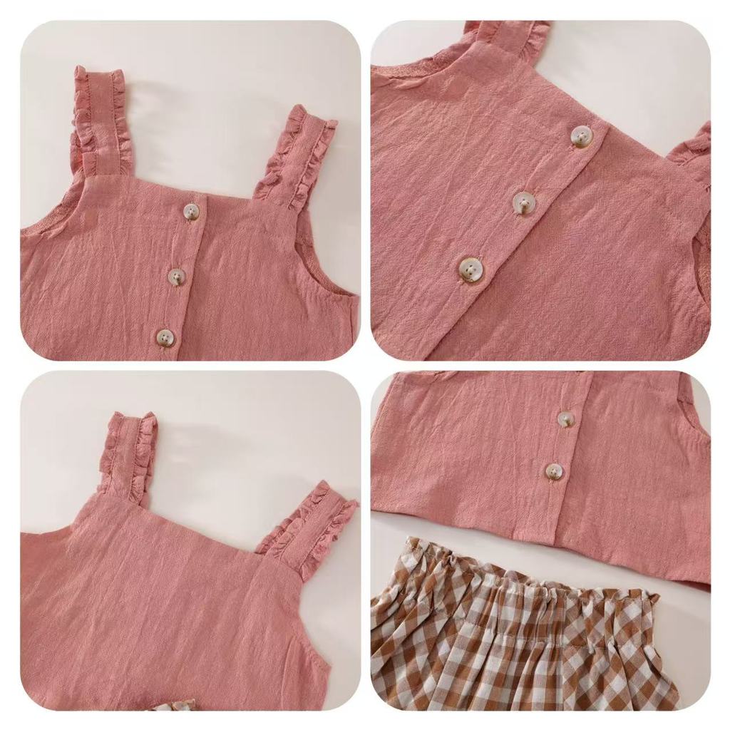 💗EK👧🏻วันหยุด ชุดเซ็ทเสื้อ+กระโปรง สําหรับเด็กผู้หญิง ราคาถูก คุณภาพด สองชิ้น สไตล์เกาหลี🚀พร้อมส่ง - รูปที่ 4