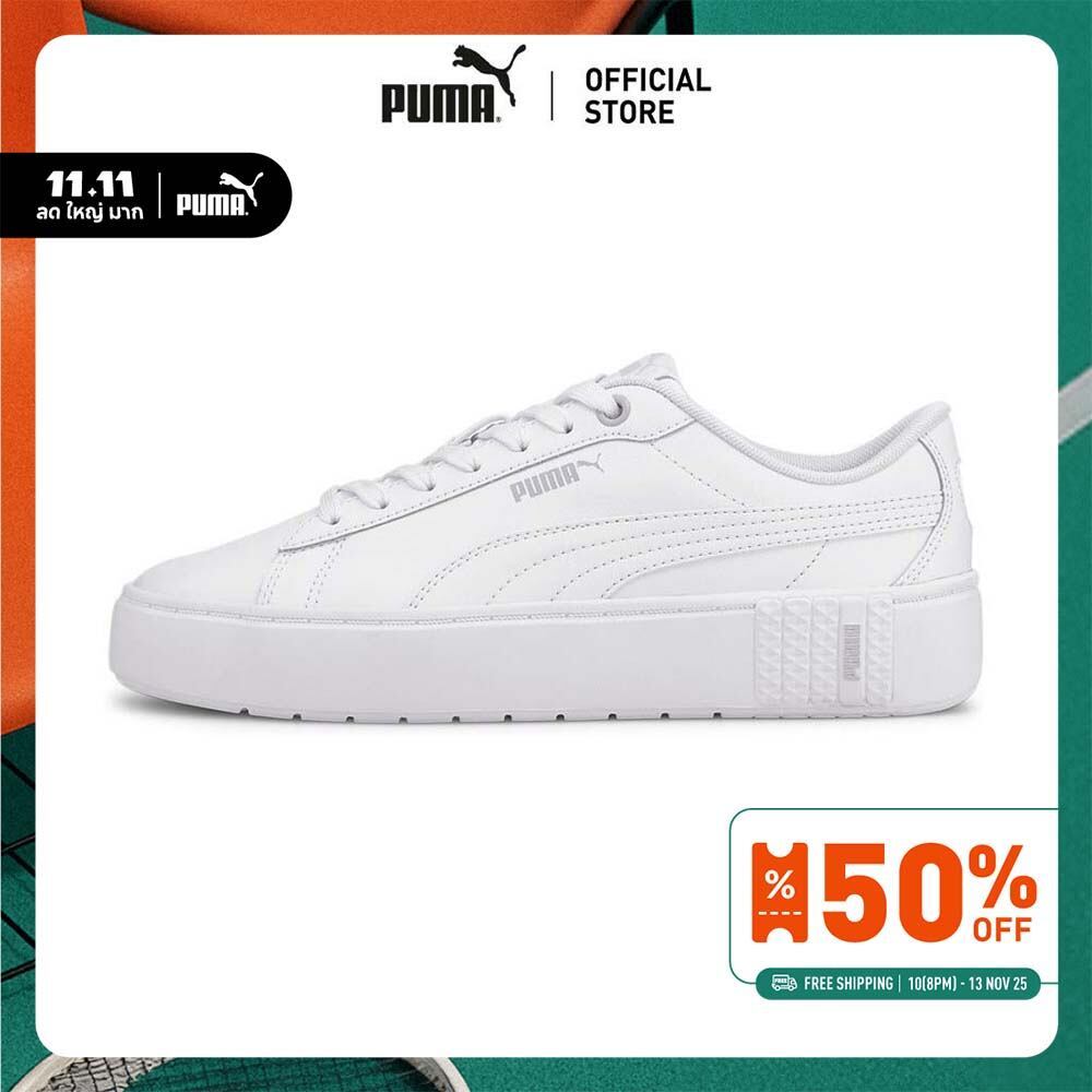PUMA BASICS - รองเท้ากีฬาผู้หญิง Smash Platform v2 L สีขาว  - 37303501