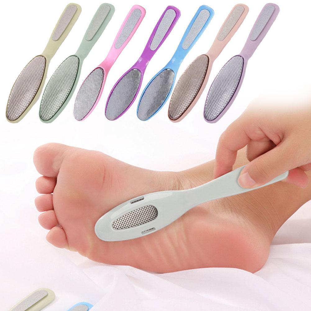 2 In 1 เท้าแฟ้มเท้า Rasp Pedicure เครื่องมือฟุต Dead Callus Skin Scrubber Handle กระดาษทรายเท้า U9y0