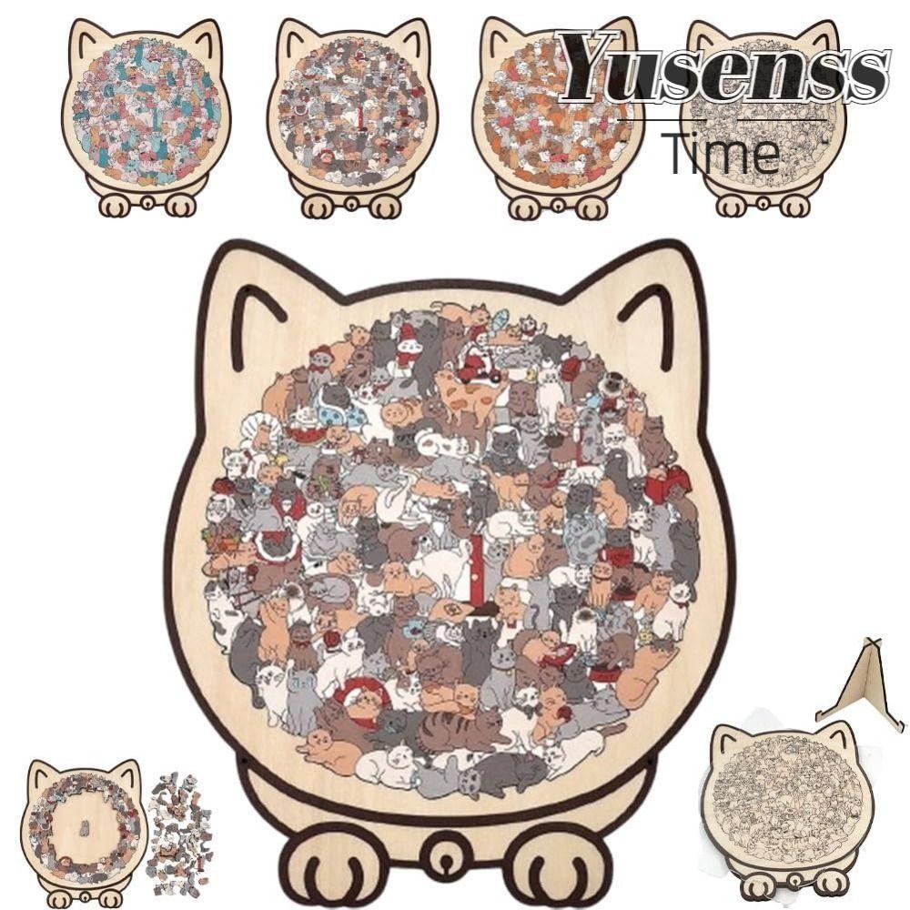 YUSEN จิ๊กซอว์ไม้แมว|เครื่องประดับปริศนาแมวสี ปริศนารูปแมวสี โมรันดี 135 ชิ้นพร้อมกรอบเงาแมวตัดชิ้นแมว