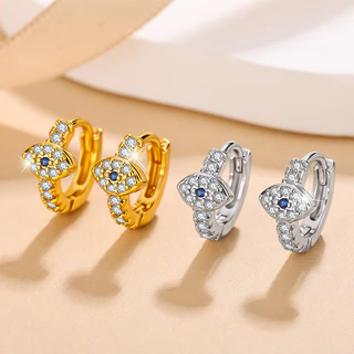 Evil Eyes Stud Earring ชุบเงิน-quality สําหรับผู้หญิง ไม่แพ้ง่าย เหมาะสำหรับการสวมใส่ทั่วไปและการแต่งHelix