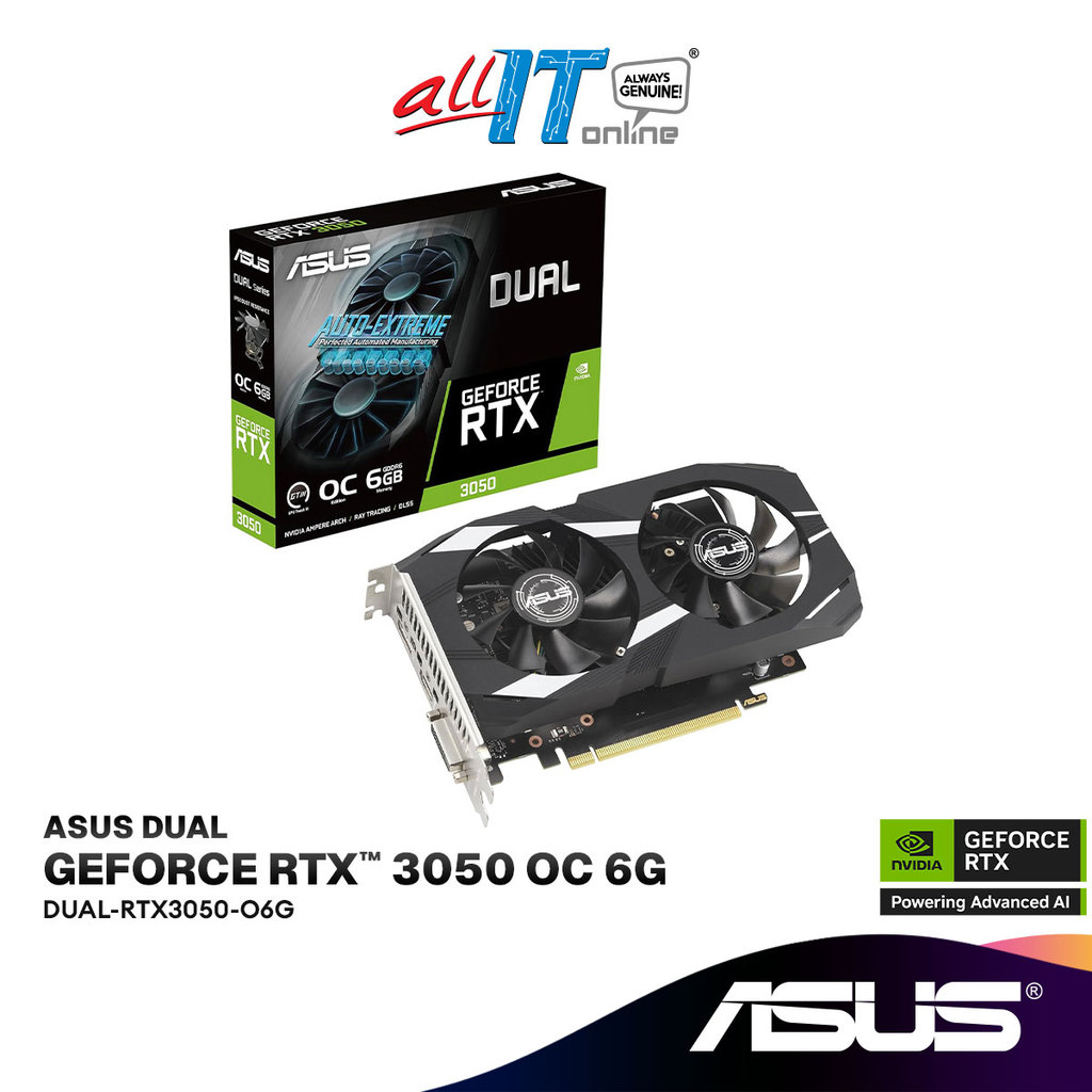 ASUS DUAL GeForce RTX 3050 OC 6GB GDDR6 OC กราฟิกการ์ด DUAL-RTX3050-O6G