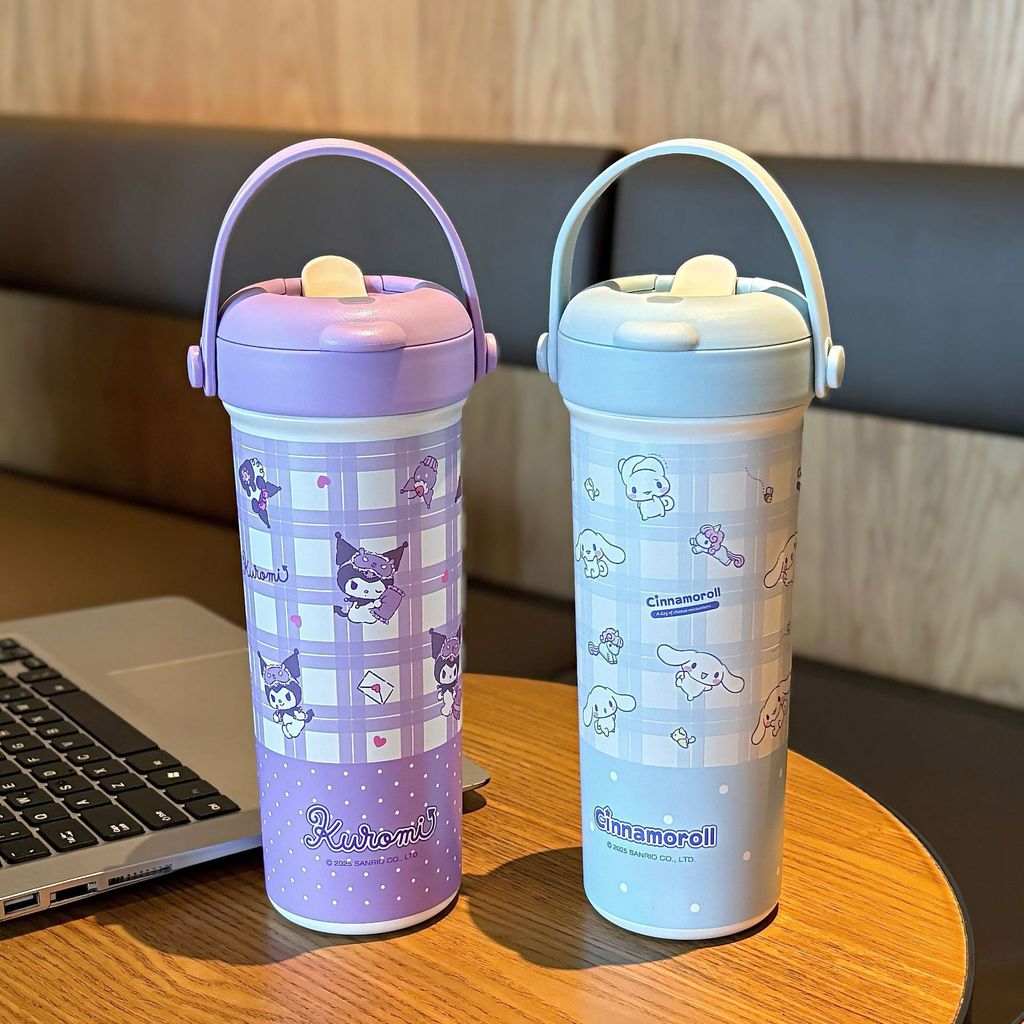 Sanrio Thermos Cup ความจุขนาดใหญ่ Kuromi Girls High-value 0 Cold Storage Straw Water Cup ของขวัญ M11