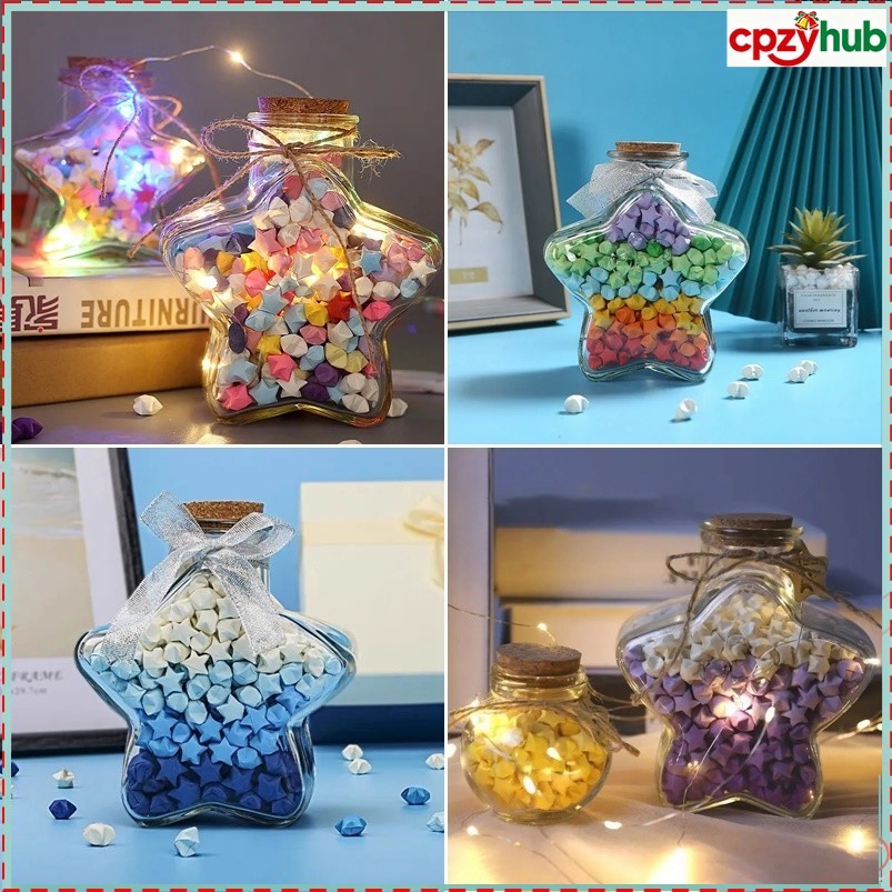ขวดแก้ว Origami สีสันสดใส Handmade Diy Luminous Origami ขวดชุดของขวัญคริสต์มาส