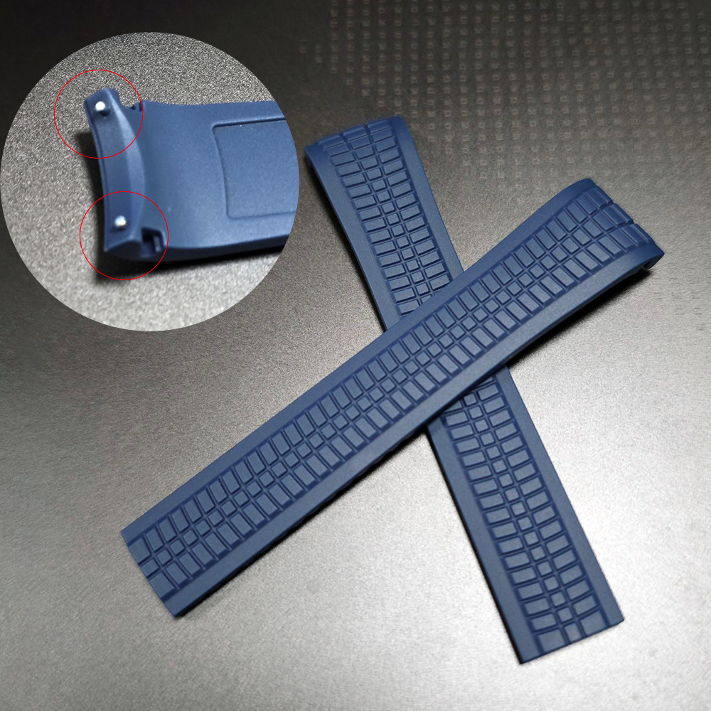 สําหรับ 21MM Patek Philippe Aquanaut 5164A 5167A 5167R Blue High Qualtiy Cruved ยาง WatchBand สายคล้