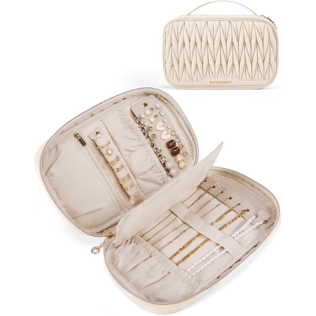 BAGSMART Travel Jewelry Case Jewelry Organizer and Storage Earings Holder Organizer for Women Neckla
