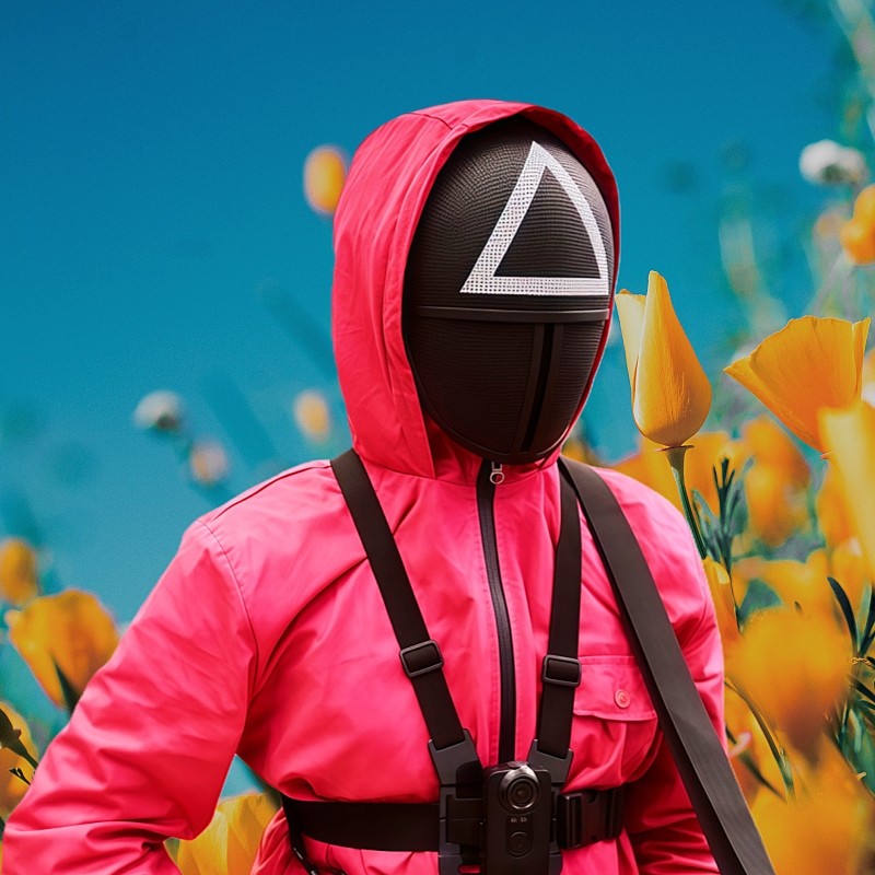 【จากประเทศไทย】boss ชุดคอสเพลย์ guard จาก Squid Game Season พร้อมใช้สำหรับกิจกรรมฮาโลวีนและเกมจำลอง ผ