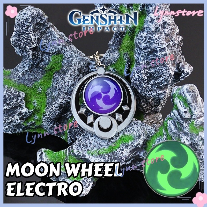 NOD-KRAI VISION พวงกุญแจ GENSHIN IMPACT MOON WHEEL พวงกุญแจ GENSHIN อุปกรณ์เสริม Luminous พวงกุญแจขอ