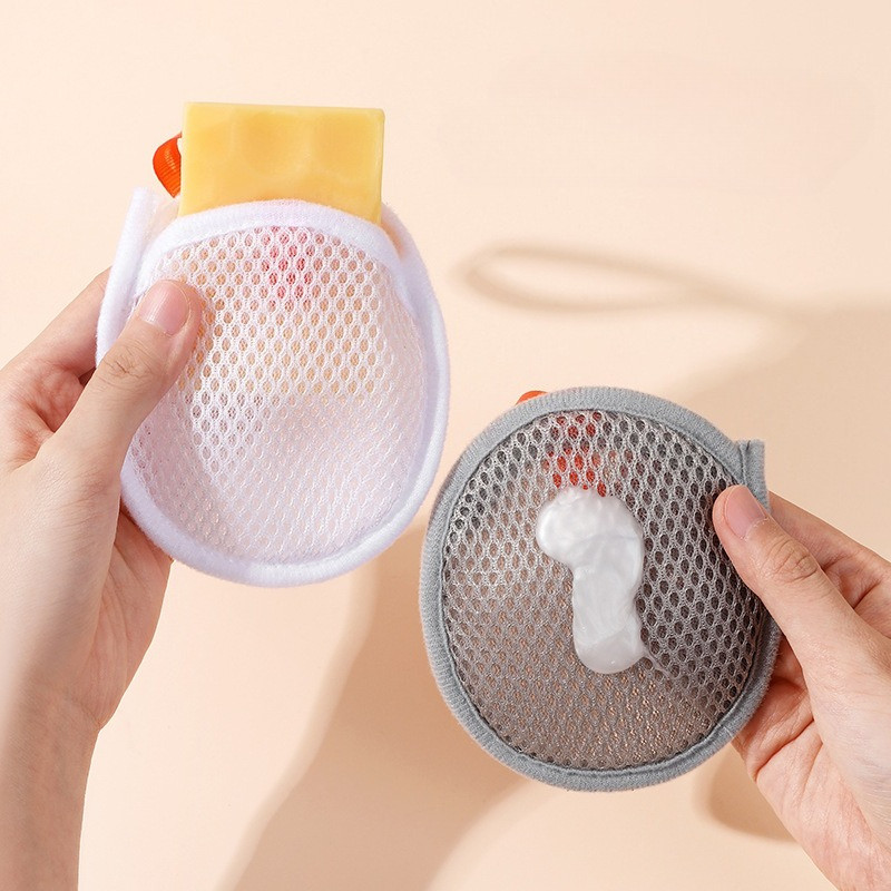 เครื่องกลึงสบู่สองด้านสุทธิห้องน้ําอาบน้ําใบหน้านมสบู่กลึงถุงตาข่ายหนาถุงเก็บสบู่ - รูปที่ 4