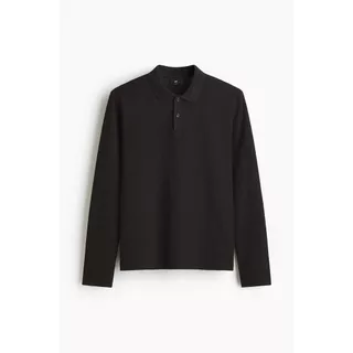 H&M(เอชแอนด์เอ็ม) เสื้อโปโลแขนยาวทรงสลิมฟิต Men Slim Fit Long-sleeve polo shirt 1314041_1