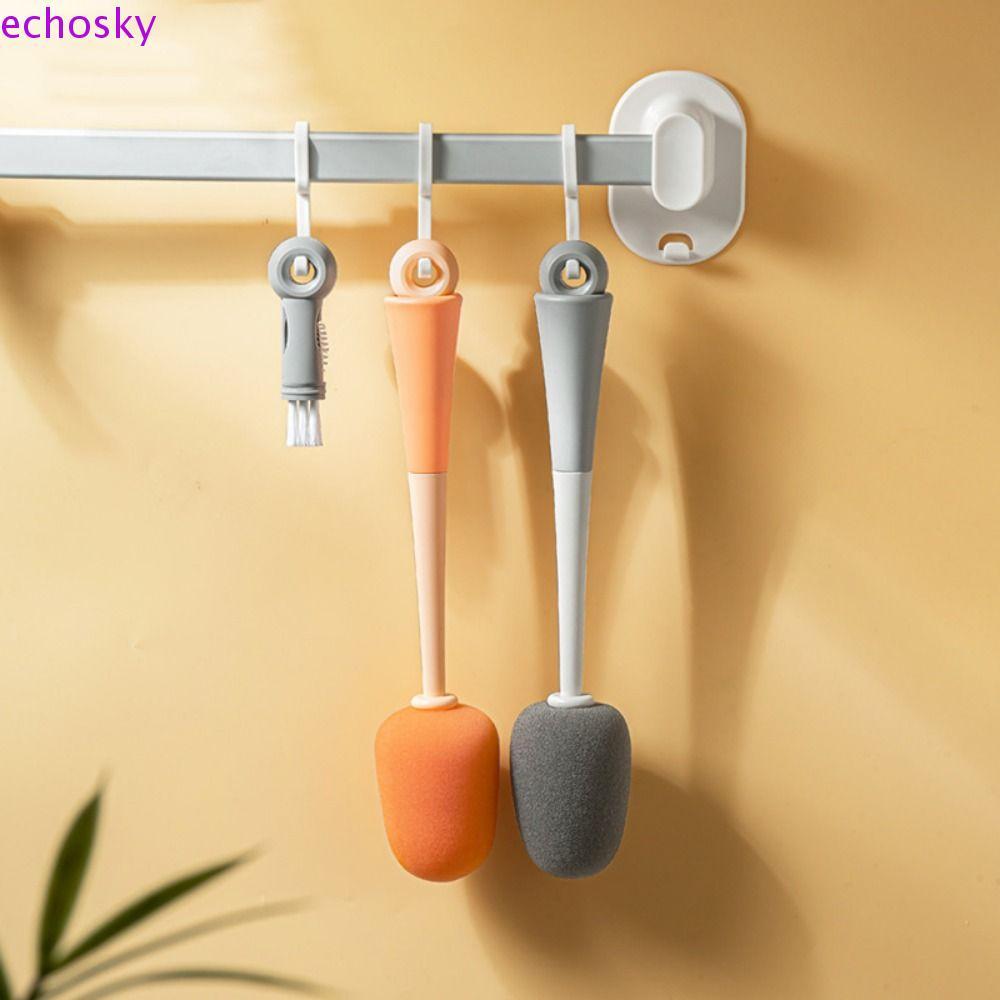 แปรงขวดน้ํา ECHOSKY, เครื่องล้างรอยแยกฟองน้ําไนลอน 5-in-1, ขนแปรงนุ่มอเนกประสงค์ 360° ทําความสะอาดขวดนมด้ามยาวแปรงทําความสะอาดขวด