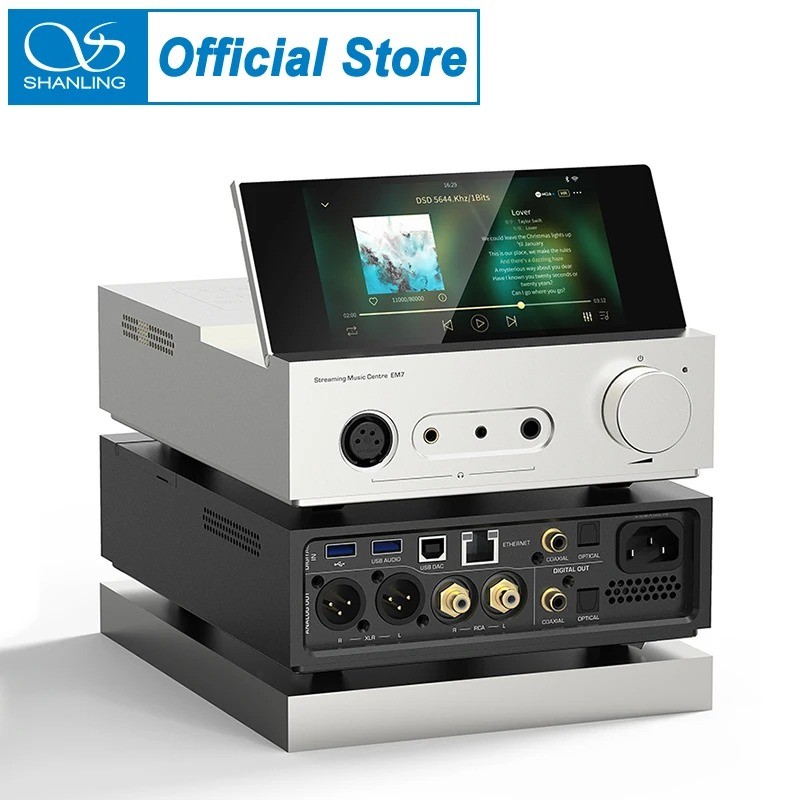 SHANLING EM7 Android 10 All-in-one เดสก์ท็อปเครื่องเล่นเพลง AMP/DAC ES9038Pro ชิปเครื่องขยายเสียงหูฟ