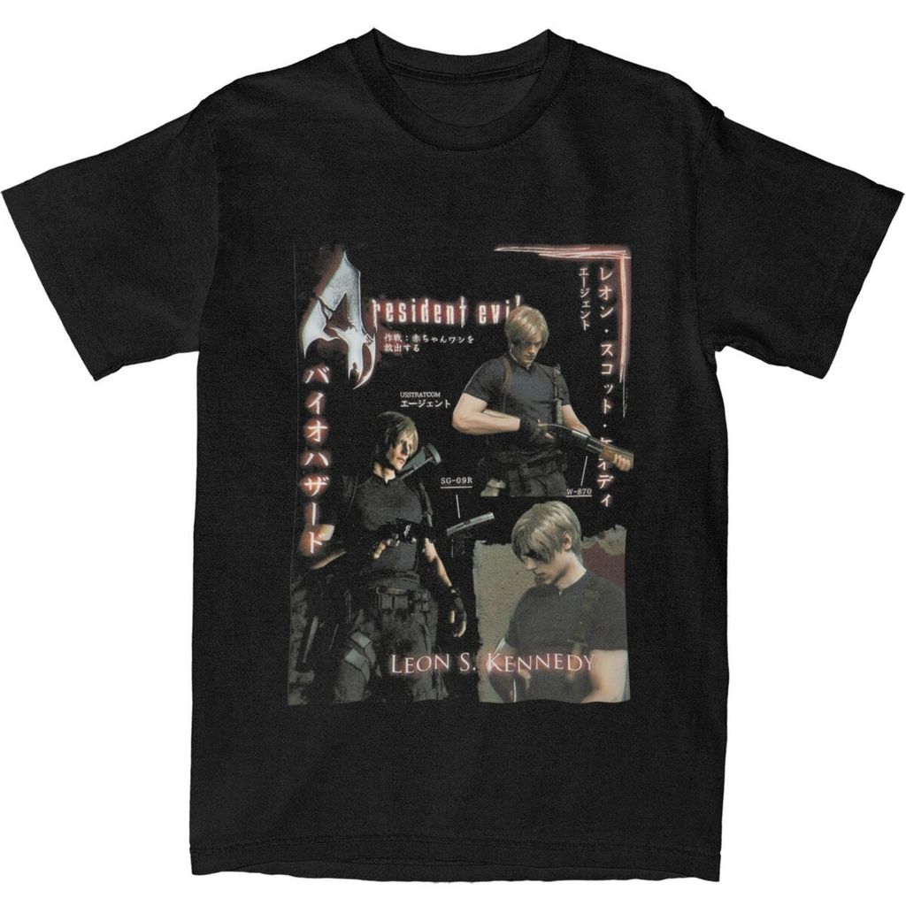 Ready Stock Men T-shirt Leon Kennedy Character T Shirt Summer Video Games Y2K Retro