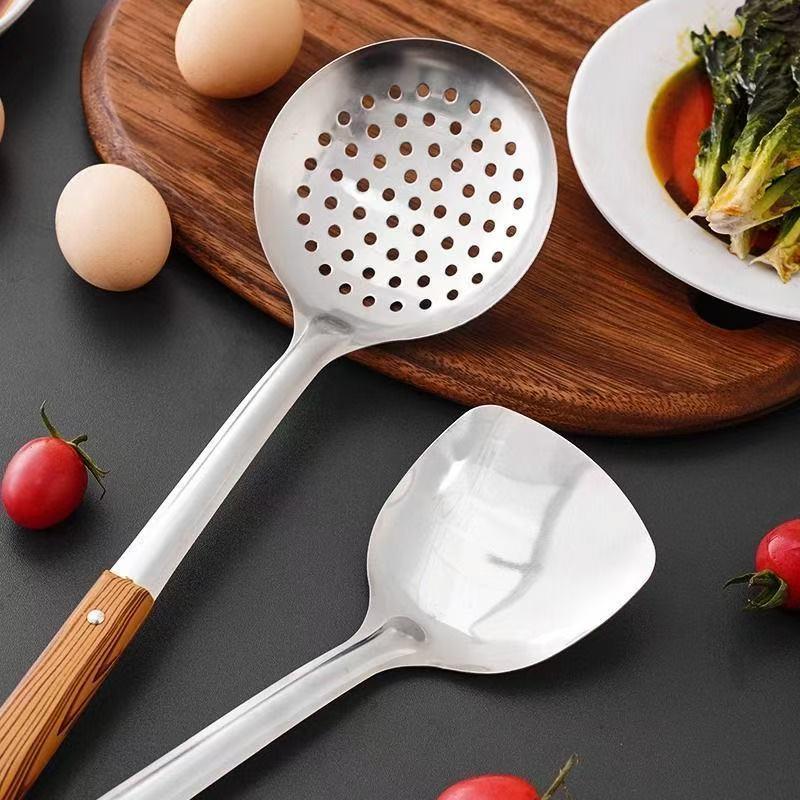 【เซ็ต 3 ชิ้น】 พายสแตนเลส ช้อนตักน้ำซุป ช้อนกรอง สำหรับใช้ในครัว สำหรับผัดในกระทะ ตักน้ำซุป และอุปกรณ์ครัว - รูปที่ 6