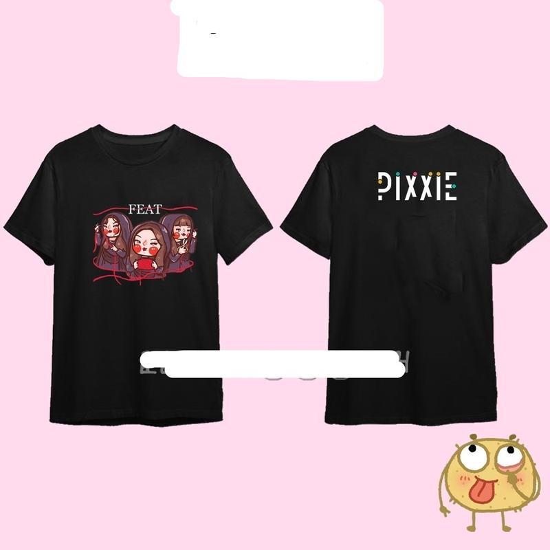 T-shirt เสื้อยืด Pixxie นักร้องเกิร์ลกรุ๊ปท้องถิ่นของไทยที่ทันสมัยและเป็นที่นิยม ระบายอากาศสบายผ้า S