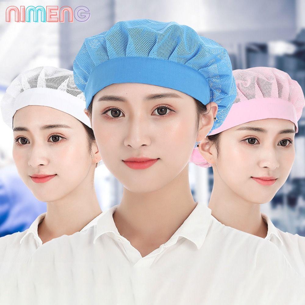 หมวกเชฟพร้อมตาข่ายรองผม สำหรับชุดทำงานพ่อครัวแม่ครัว ในโรงอาหารและครัวขนาดใหญ่