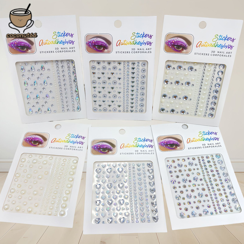 coconutFace Diamond Sticker Girl Eyes 3D Gem Decorative Stage Sticker Diamond Sticker