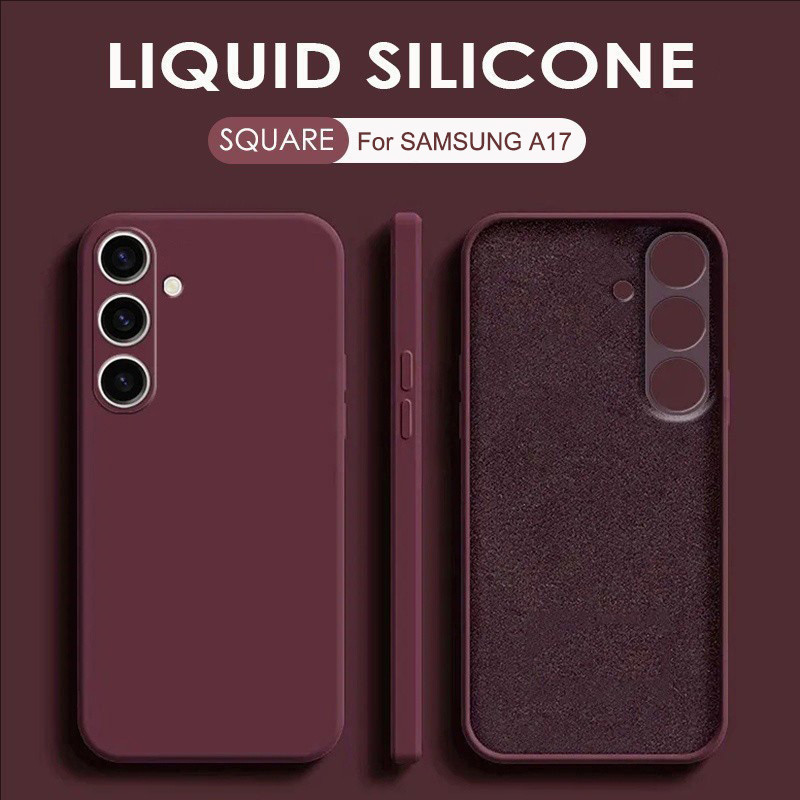 สําหรับ Samsung Galaxy A17 A07 A06 A16 A26 A36 A55 A56 Square ซิลิโคนเหลวเคสโทรศัพท์สีทึบกันกระแทกกันชนนุ่มฝาครอบ