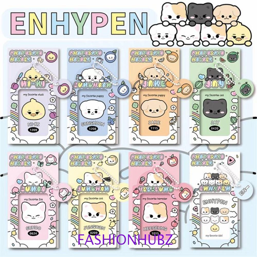 Fashionhubz ENHYPEN Card Sleeve, การ์ตูนสัตว์เกาหลี Idol Photocard Holder, Kawaii Protective Case IN