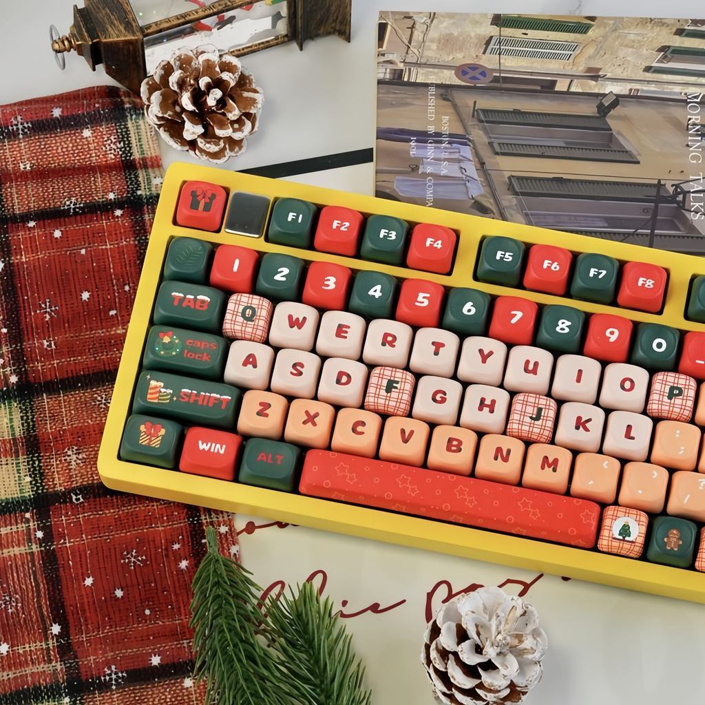 คริสต์มาส MOA Profle Keycaps Dye Sublimation PBT Keycaps 130 คีย์สําหรับ MX Switches คีย์บอร์ดเครื่อ