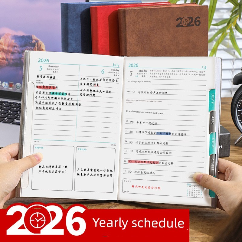 สมุดแพลนเนอร์ แพลนเนอร์ 2026 2026ปฏิทินรายวันตารางเวลารายสัปดาห์คู่มือประสิทธิภาพปฏิทิน365วันสมุดบัน