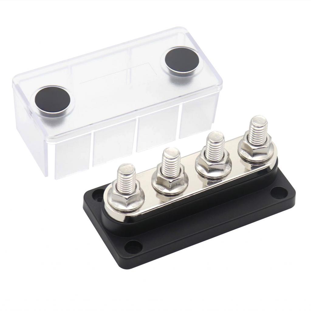 Topfree-TH YIWENG 300A Power Distribution Block Bus Bar 4x3/8 48V DC Busbar กล่องโปร่งใสฝาครอบ