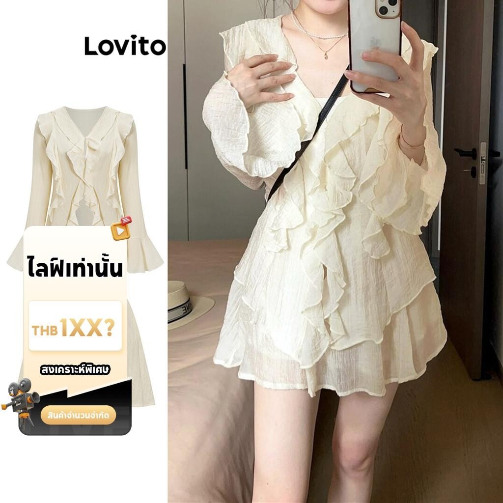 (LIVE STREAM SALE) Lovito ผู้หญิงนัวเนียกับซับด้วยกางเกงขาสั้นความปลอดภัยกระโปรงท็อปส์หรือกระโปรง L6