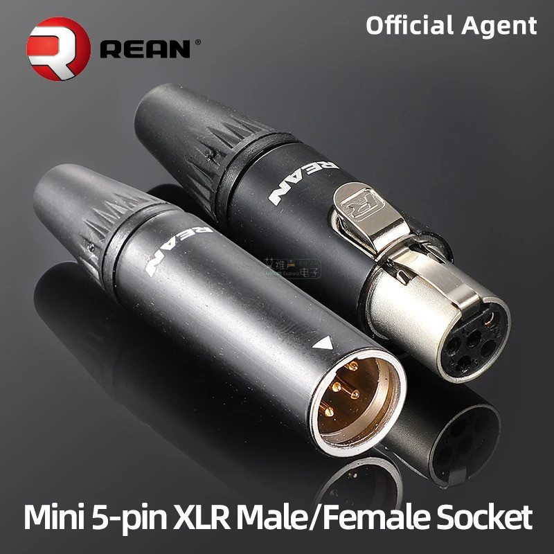REAN Tiny XLR สายเคเบิลเชื่อมต่อชายหญิง 3/4/5 พิน Mini XLR ปลั๊ก RT5FC ไร้สาย Bodypack หูฟังไมโครโฟน jacK