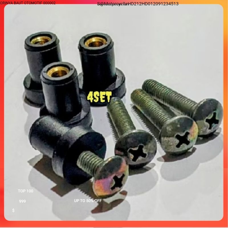 4 ชุดของ VISOR BOLT SHIELD WINGSIL YAMAHA N MAX AEROX R15 R25 LEXI X RIDE X MAX RUBBER BOLT NUT new1