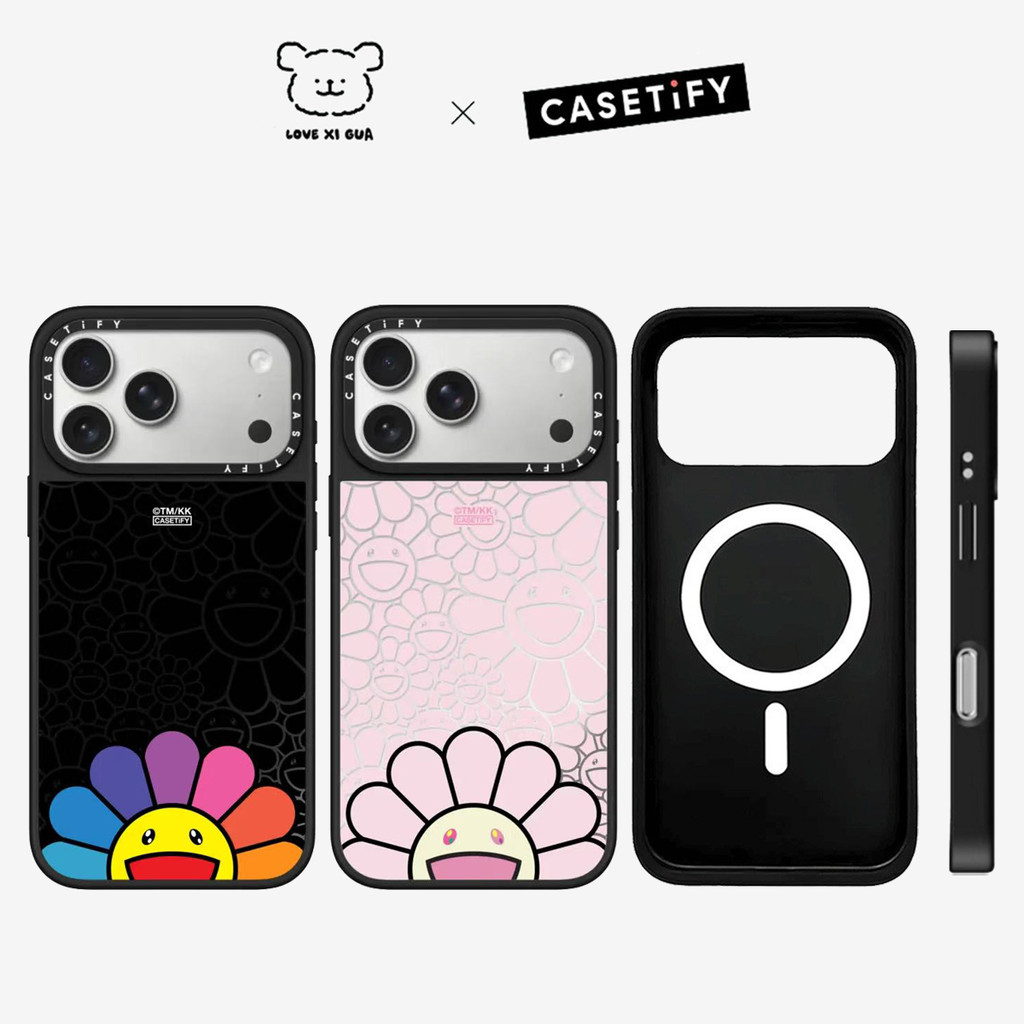 กระจกแม่เหล็กดอกไม้สีชมพูเคสโทรศัพท์สําหรับ ไอโฟน 17 16 มือโปร สูงสุด 17อากาศ 17 16 15 14 13 12 11 กันกระแทกป้องกันปลอก