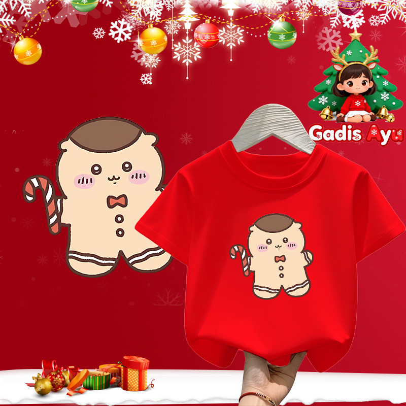 MERAH พร้อมส่ง & (จัดส่งภายใน 24 ชม.) Ayu Girl/New Christmas Day Item - Team Party T-Shirt - Red T-S
