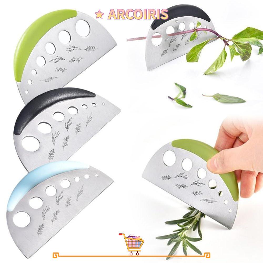 ARCOIRIS เครื่องตัดสมุนไพร, สแตนเลส 2 in 1 Vanilla ผัก Greens Leaf Remover, 7 หลุมแบบพกพามัลติฟังก์ช