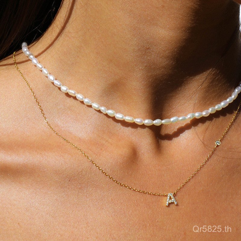 สร้อยคอลมุกสำหรับผู้หญิง แบบเรียบหรู พร้อมเพชรฝัง เพื่อความเข้ากันได้ทุกรูปแบบ และสายเงินแท้ S925 PP